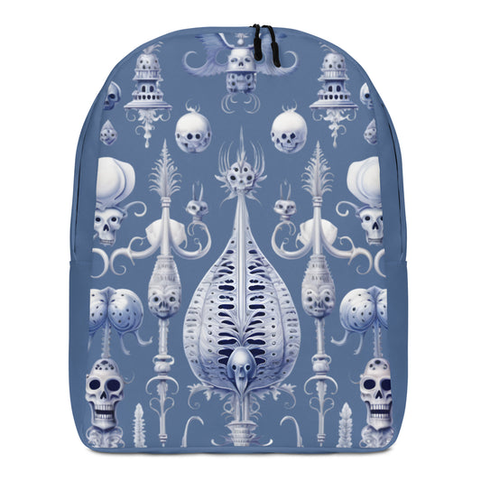 Gothic Skulls Ornament in Blue: Minimalist Backpack