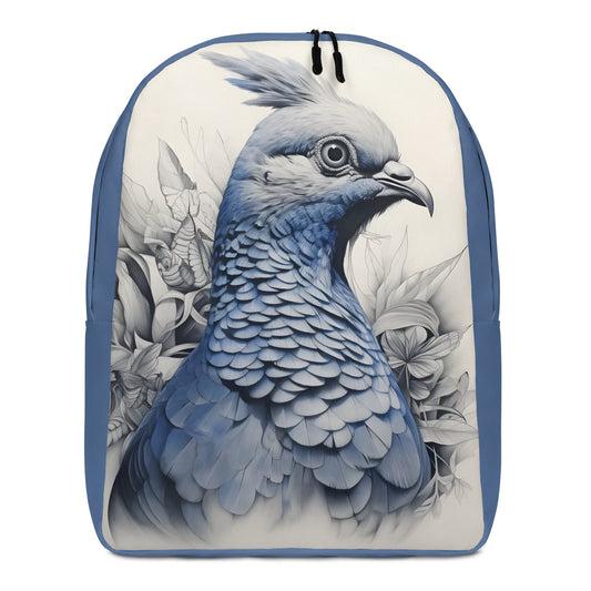 Blue Pigeon Minimalist Backpack: Stylish Illustrated Design