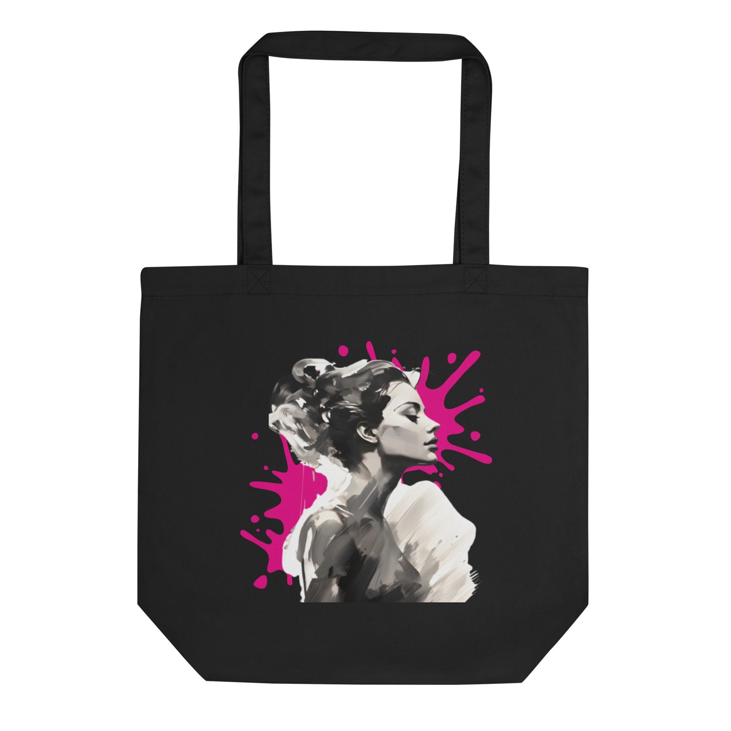 Eco Tote Bag: Black & White Woman with Splash Portrait